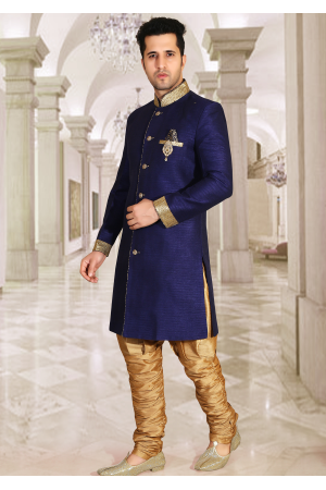 Navy Blue Color Designer New Indo Western Sherwani